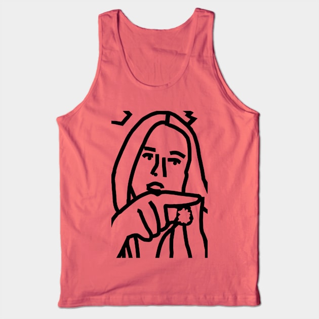 Friend of Woman Yelling at a Cat Meme Minimal Face Tank Top by ellenhenryart